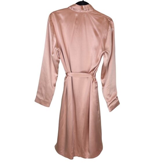 Fleur Du Mal Pink Rosewater Silk Smoking Robe with Sash Waist Belt Size M - Picture 11 of 12